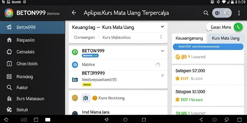 Antarmuka aplikasi BETON999 untuk konversi mata uang yang sederhana.