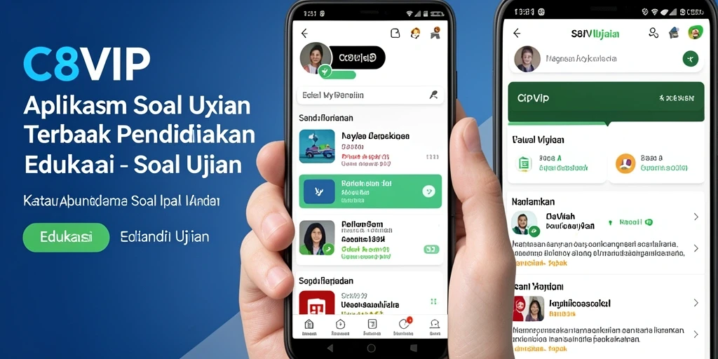 Tangkapan layar antarmuka utama C8VIP dengan berbagai soal ujian.