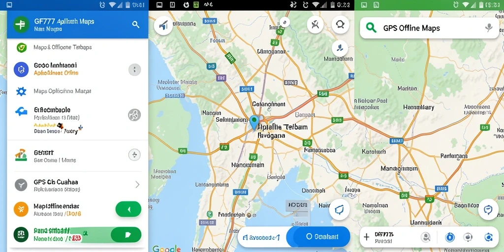 Antarmuka aplikasi GF777 dengan fungsi GPS Offline yang intuitif.