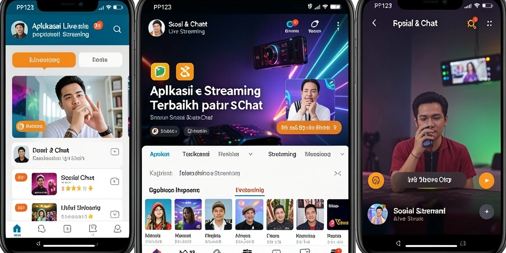 Antarmuka yang menarik dan mudah digunakan dalam aplikasi Live Streaming PP123.
