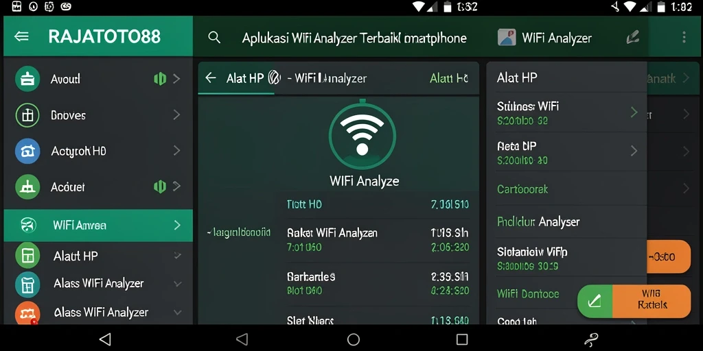 Tampilan antarmuka RAJATOTO88 yang menunjukkan analisis WiFi secara real-time.