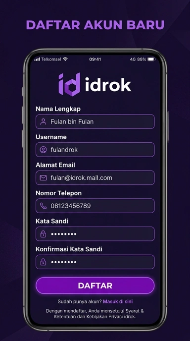 Cara Membuat Akun Baru di idrok Secara Mudah